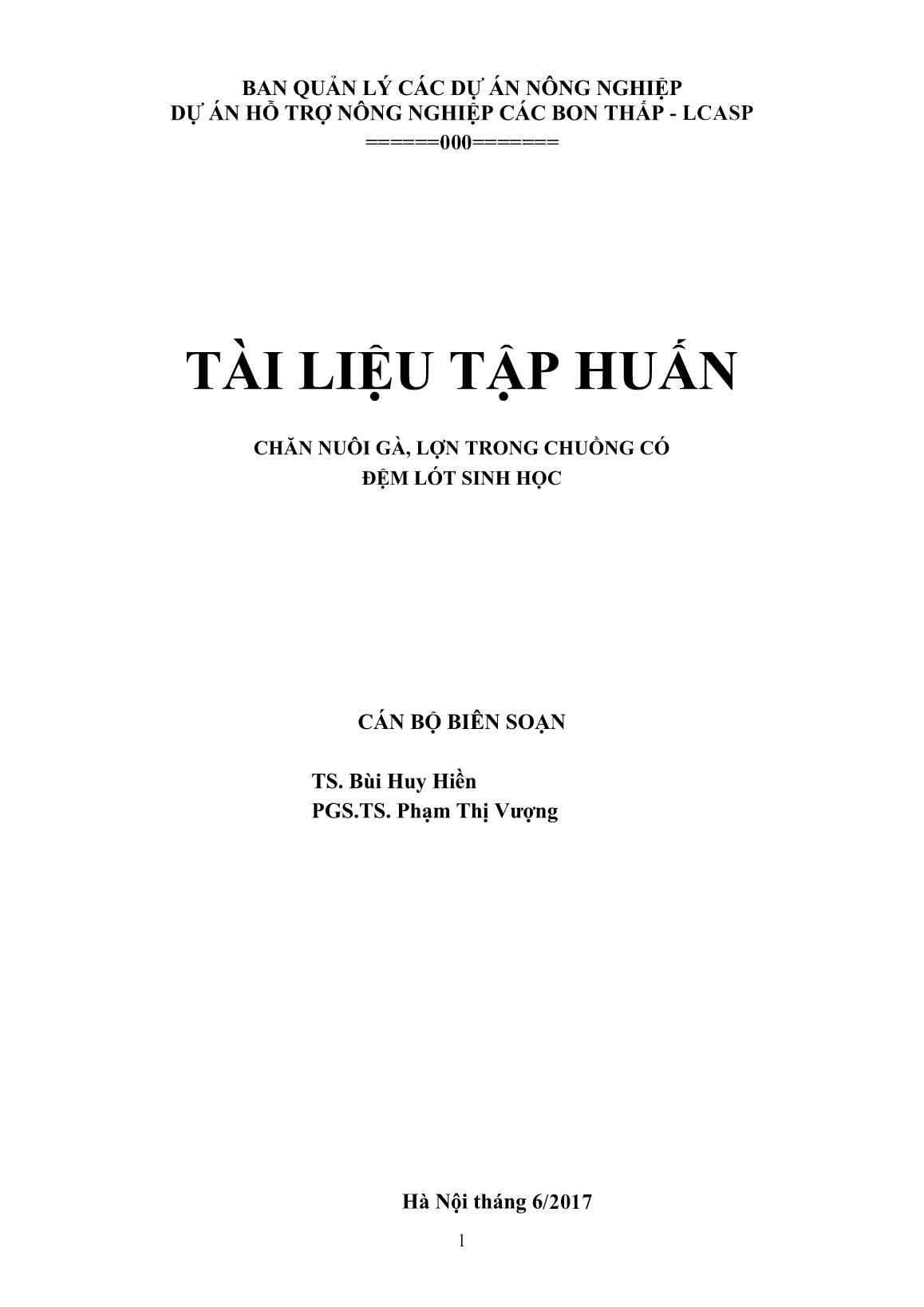 Tài liệu tập huấn Chăn nuôi gà, lợn trong chuồng có đệm lót sinh học trang 1