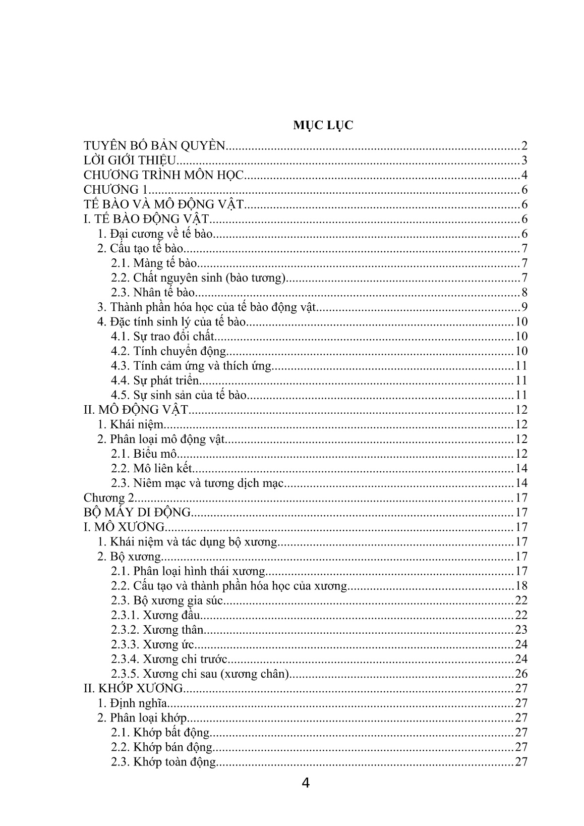 Giáo trình Giải phẫu sinh lý vật nuôi (Trình độ: Trung cấp) trang 4