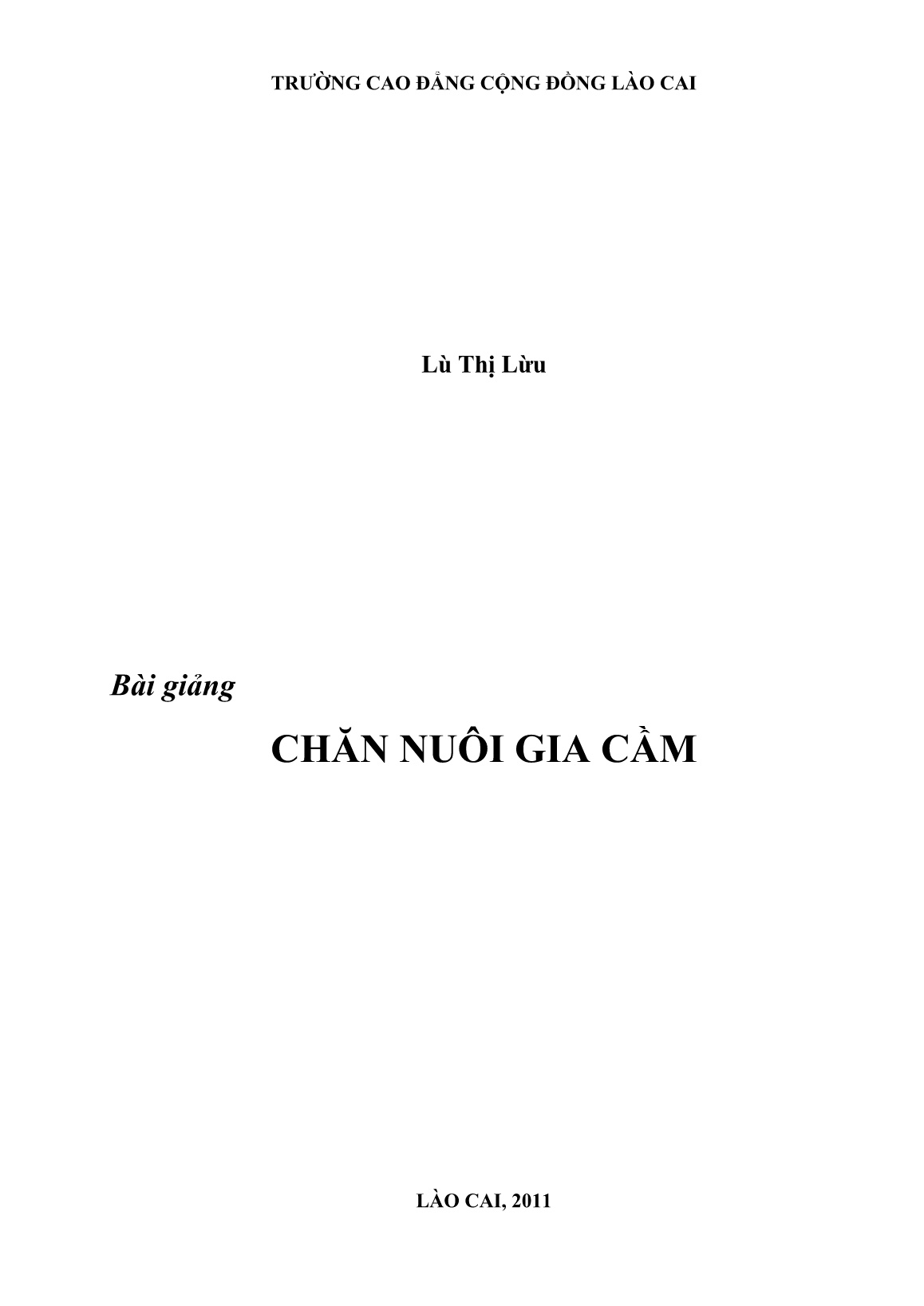 Bài giảng Chăn nuôi gia cầm trang 1