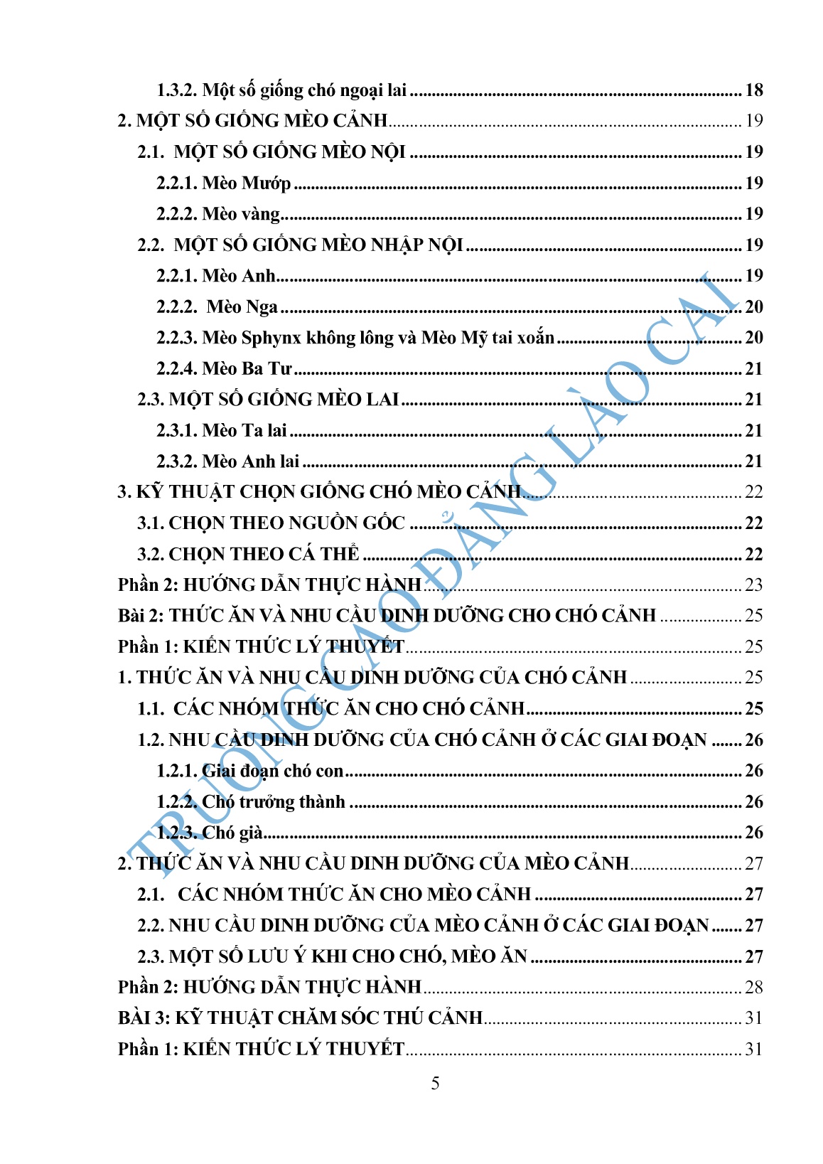 Giáo trình Chăm sóc thú cảnh (Trình độ: Sơ cấp) trang 5