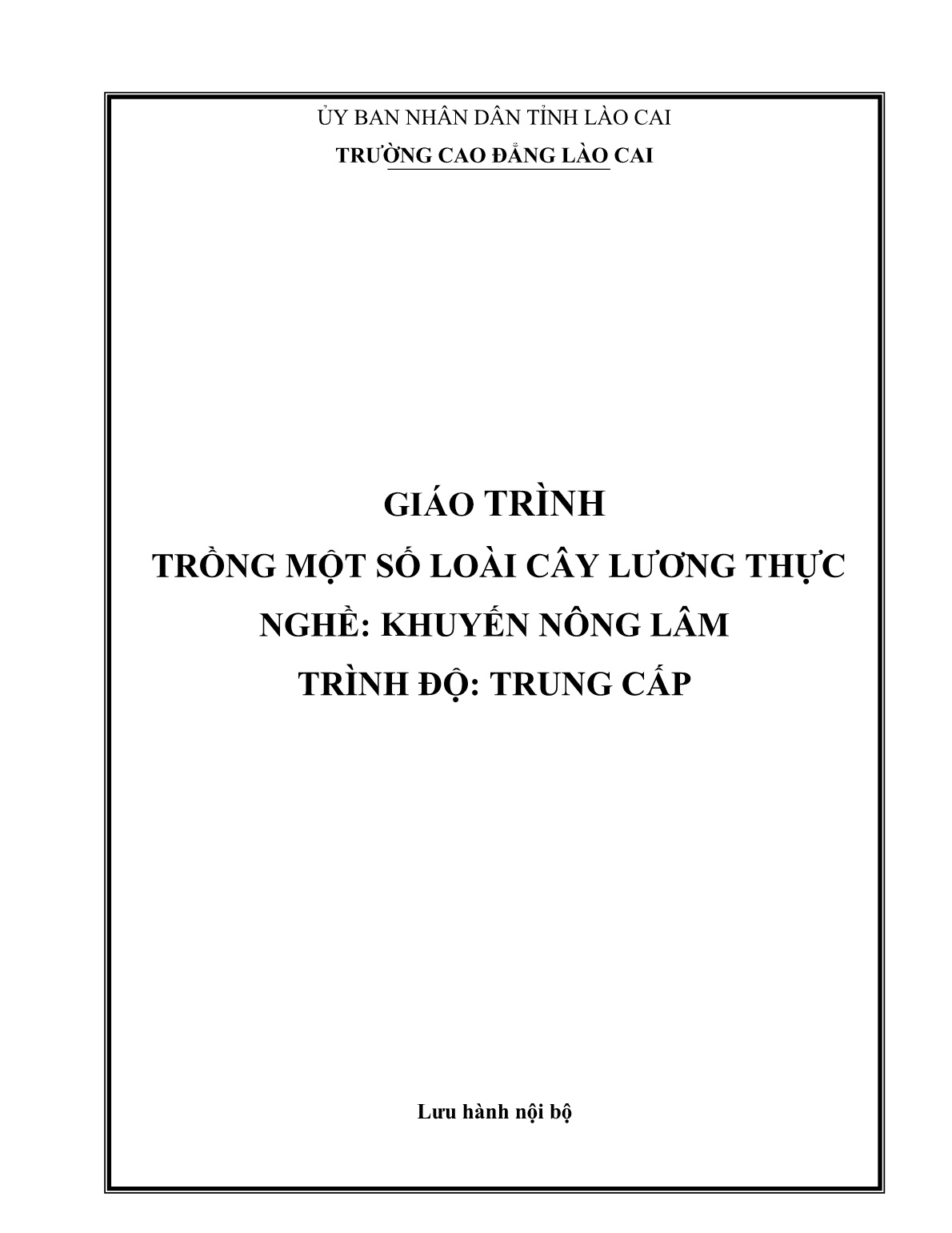 Giáo trình Trồng một số loài cây lương thực (Trình độ: Trung cấp) trang 1