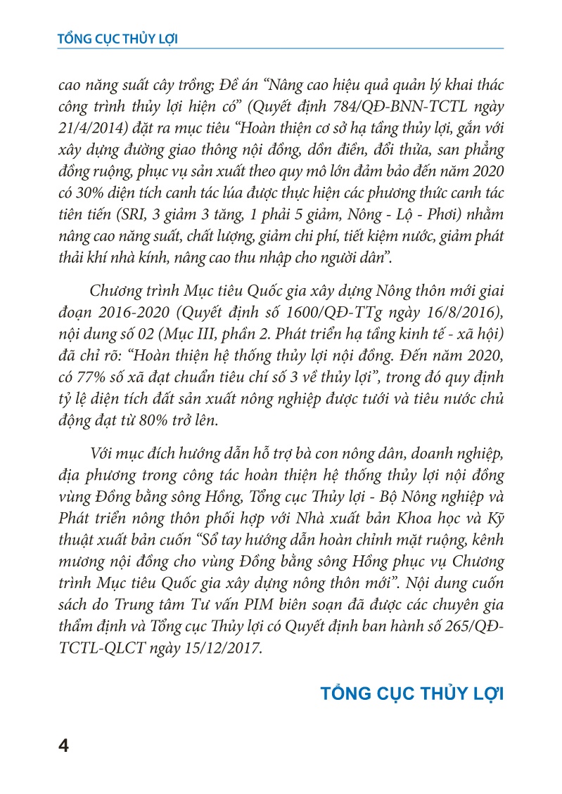 Sổ tay Hướng dẫn hoàn chỉnh mặt ruộng, kênh mương nội đồng cho vùng Đồng bằng sông Hồng trang 5