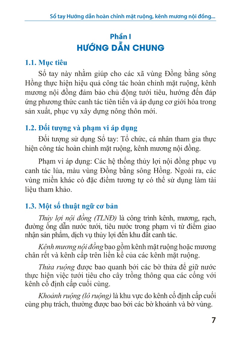 Sổ tay Hướng dẫn hoàn chỉnh mặt ruộng, kênh mương nội đồng cho vùng Đồng bằng sông Hồng trang 8