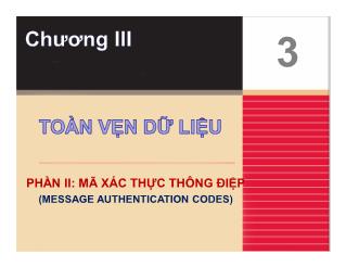Bài giảng An toàn hệ thống thông tin - Chương 3: Toàn vẹn dữ liệu - Trần Thị Kim Chi