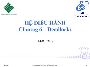 Bài giảng Hệ điều hành - Chương 6, Phần 1: Deadlocks - Phan Đình Duy