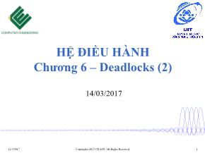 Bài giảng Hệ điều hành - Chương 6, Phần 2: Deadlocks - Phan Đình Duy