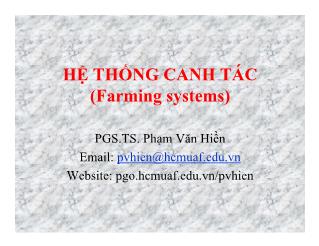 Bài giảng Hệ thống canh tác