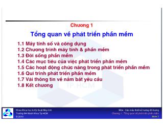 Bài giảng Phát triển phần mềm - Chương 1: Tổng quan về phát triển phần mềm