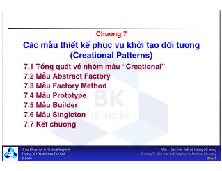 Bài giảng Phát triển phần mềm - Chương 7: Các mẫu thiết kế phục vụ khởi tạo đối tượng