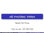 Bài giảng Toán cao cấp - Chương 4: Hệ phương trình - Nguyễn Văn Phong