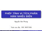 Bài giảng Toán cao cấp - Chương 8: Phép tính vi tích phân hàm nhiều biến - Nguyễn Văn Phong