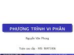 Bài giảng Toán cao cấp - Chương 9: Phương trình vi phân - Nguyễn Văn Phong