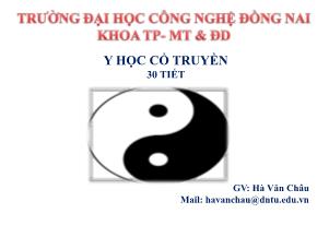 Bài giảng Y học cổ truyền - Hà Văn Châu