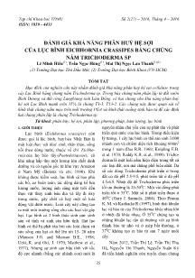 Đánh giá khả năng phân huỷ hệ sợi của lục bình eichhornia crassipes bằng chủng nấm trichoderma SP