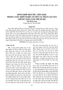 Dung hợp dân tộc, tôn giáo trong cuộc khởi nghĩa Võ Trứ và Trần Cao Vân những năm cuối thế kỉ XIX