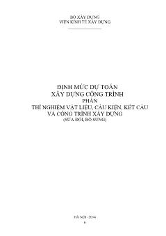 Giáo trình Định mức dự toán xây dựng công trình phần thí nghiệm vật liệu, cấu kiện, kết cấu và công trình xây dựng