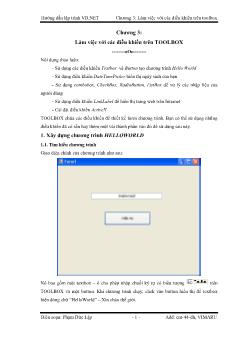 Giáo trình Hướng dẫn lập trình VB.NET - Chương 3: Làm việc với các điều khiển trên Toolbox - Phạm Đức Lập