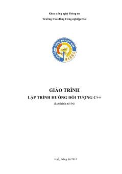 Giáo trình môn Lập trình hướng đối tượng C++