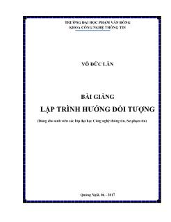 Giáo trình môn Lập trình hướng đối tượng