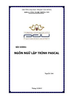 Giáo trình Ngôn ngữ lập trình Pascal