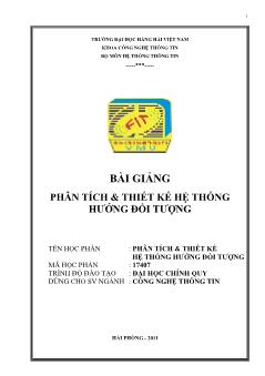 Giáo trình Phân tích và thiết kế hệ thống hướng đối tượng