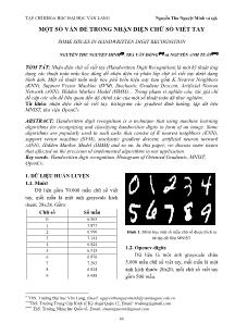 Một số vấn đề trong nhận diện chữ số viết tay