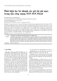 Phát hiện lọc bỏ nhanh các gói tin giả mạo trong tấn công mạng TCP SYN Flood