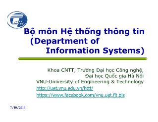 Bài giảng Bộ môn Hệ thống thông tin
