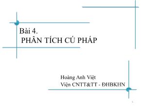Bài giảng Chương trình dịch - Bài 4: Phân tích cú pháp từ dưới lên - Hoàng Anh Việt