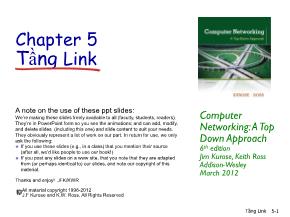 Bài giảng Computer Networking - Chương 5: Tầng Link