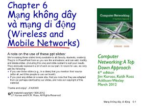 Bài giảng Computer Networking - Chương 6: Mạng không dây và mạng di động