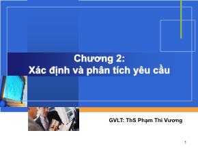 Bài giảng Công nghệ phần mềm - Chương 2: Xác định và phân tích yêu cầu - Phạm Thi Vương