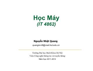 Bài giảng Học máy - Bài 10: Giải thuật di truyền - Nguyễn Nhật Quang