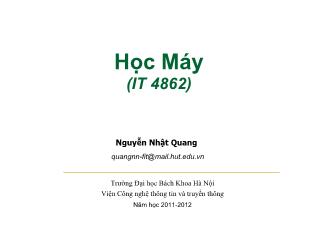 Bài giảng Học máy - Bài 4: Hồi quy tuyến - Nguyễn Nhật Quang