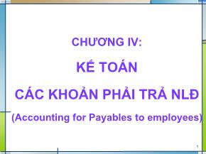 Bài giảng Kế toán tài chính - Chương 4: Kế toán các khoản phải trả người lao động