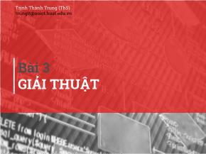 Bài giảng Kĩ thuật lập trình - Bài 3: Giải thuật - Trịnh Thành Trung