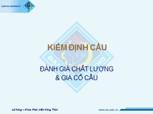 Bài giảng Kiểm định cầu - Đánh giá chất lượng và gia cố cầu