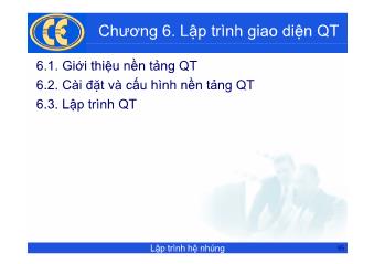 Bài giảng Lập trình hệ nhúng - Chương 6: Lập giao diện QT - Phạm Văn Thuận