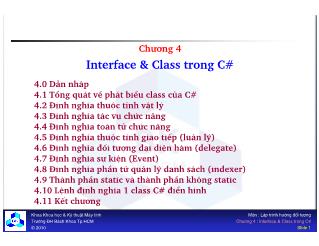 Bài giảng Lập trình hướng đối tượng - Chương 4: Interface và Class trong C#