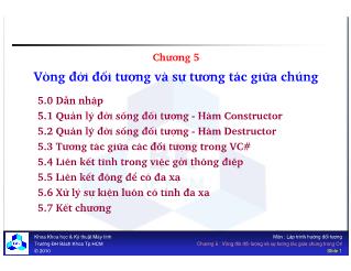 Bài giảng Lập trình hướng đối tượng - Chương 5: Vòng đời đối tượng và sự tương tác giữa chúng