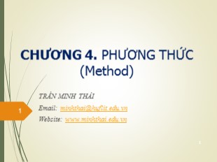 Bài giảng Nhập môn lập trình - Chương 4: Phương thức - Trần Minh Thái