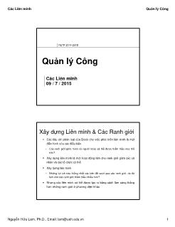 Bài giảng Quản lý công - Các Liên minh - Nguyễn Hữu Lam