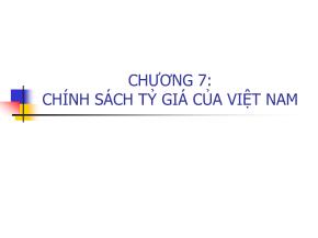 Bài giảng Tài chính quốc tế - Chương 7: Chính sách tỷ giá của Việt Nam - Nguyễn Trọng Tài