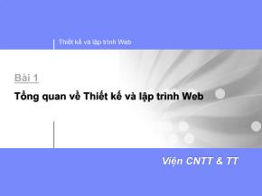 Bài giảng Thiết kế và lập trình Web - Bài 1: Tổng quan về Thiết kế và lập trình Web