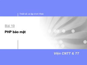 Bài giảng Thiết kế và lập trình Web - Bài 11: PHP bảo mật