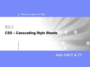 Bài giảng Thiết kế và lập trình Web - Bài 3: CSS