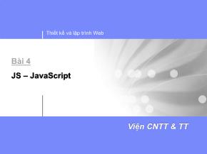 Bài giảng Thiết kế và lập trình Web - Bài 4: JavaScrip
