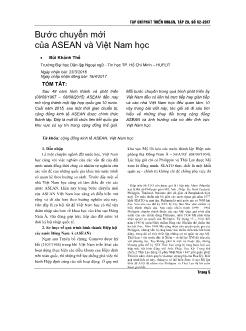 Bước chuyển mới của Asean và Việt Nam học