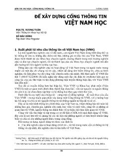 Để xây dựng cổng thông tin Việt Nam học