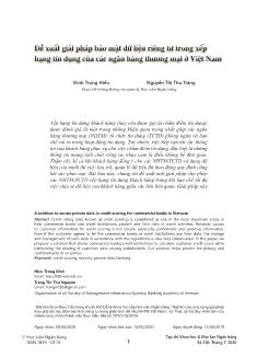 Đề xuất giải pháp bảo mật dữ liệu riêng tư trong xếp hạng tín dụng của các ngân hàng thương mại ở Việt Nam